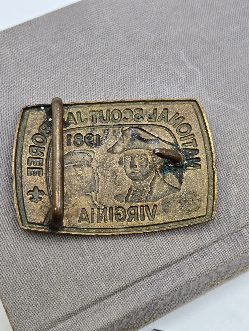 NATIONAL JAMBOREE Boy Scout BELT BUCKLE 1981 Camp VTG George Washington Sculpt